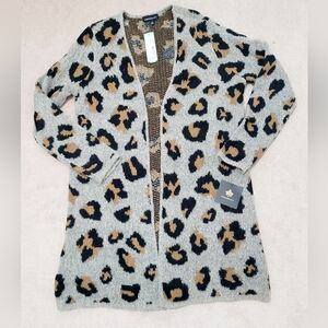 NEW Fortune & Ivy Karrie Long Sleeve Cardigan Leopard Print Size Medium